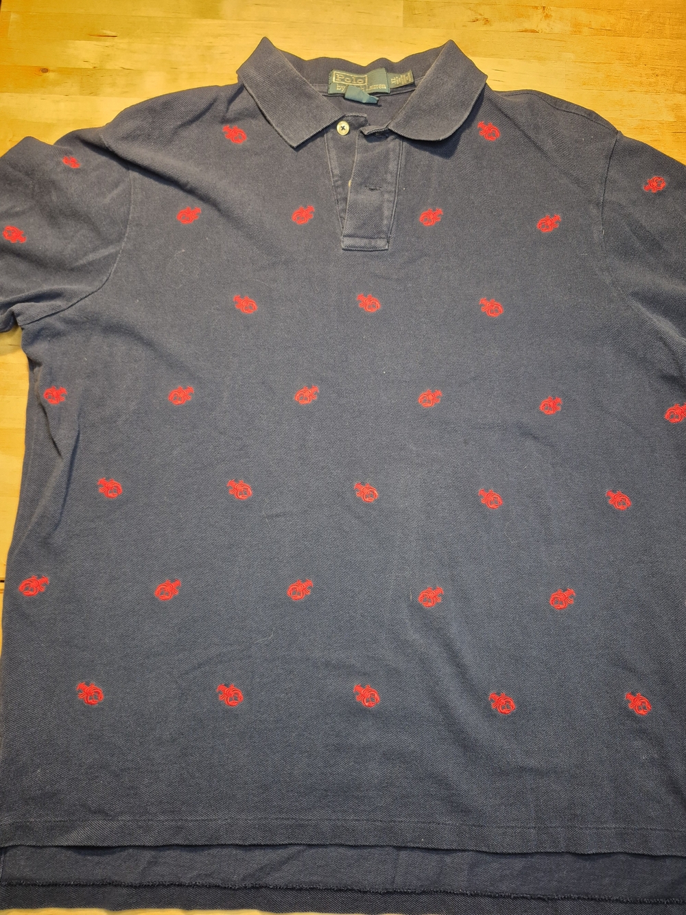 Ralph Lauren Navy Polo with Red Embroidered Lobsters